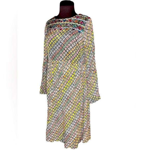 Label Ritukumar Embroidered Long Tunic Dress 2 Boho Indian Ethnic Resortwear - Picture 1 of 9